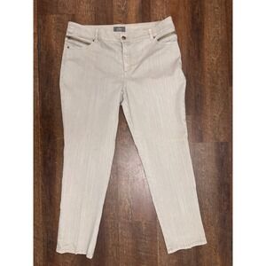 Chico's So Slimming Size 3 XL Beige Stretch Straight Leg Jeans Zip Pockets